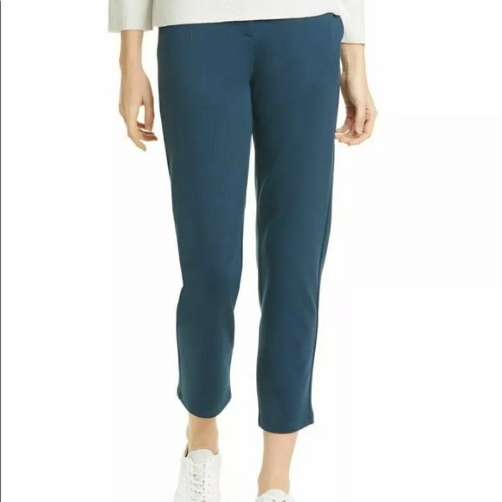 NWT Eileen Fisher Woman Flex Ankle Pant Tencel Ponte Plus 3X Storm Blue Casual